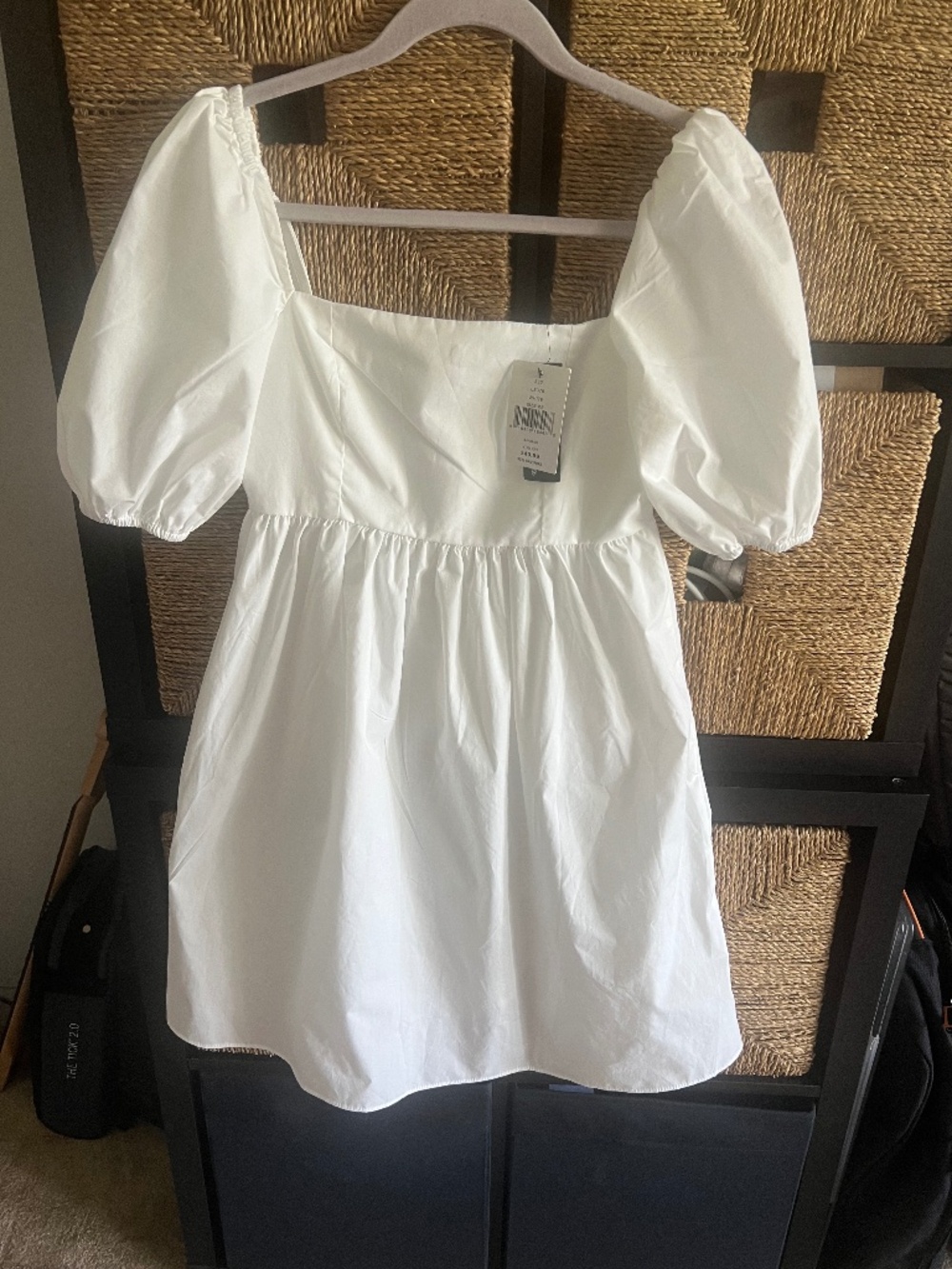 Lea & Viola White Puff Sleeve Mini Dress